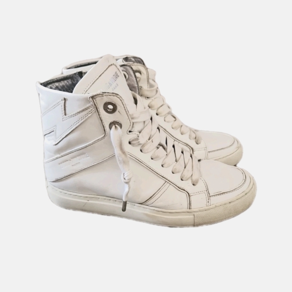 Zadig & Voltaire Womens White Leather ZV1747 High Flash Sneakers 37 - Picture 8 of 16